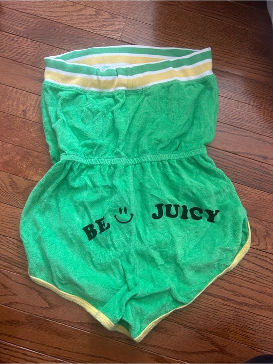 Juicy Couture Pants - Juicy Couture Green Yellow Striped Strapless Romper